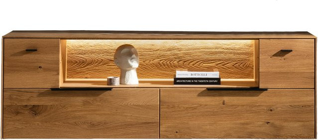 ADIRON Lowboard aus massiver Wildeiche in Braun mit integrierter Beleuchtung - Bild 1