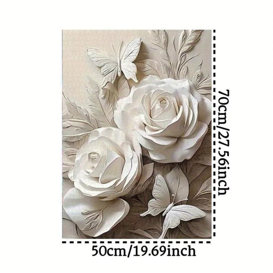 Adu Puzzle, 1.000 Teile, 3D-Blumenrelief, weiße Rosen und Schmetterlinge - Bild 2