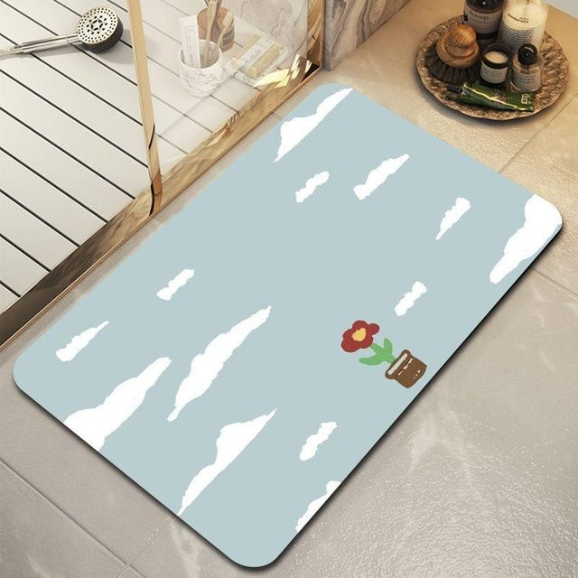 Saugfähige Kieselgur Bodenmatte für Badezimmer, Küche und WC, rutschfest und schnell trocknend, Blau, B/T: 60 x 40 cm - Bild 1