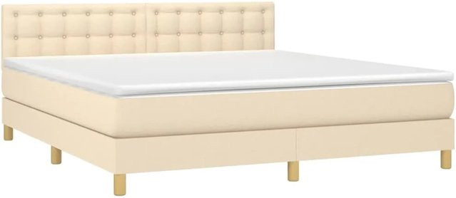 vidaXL Boxspringbett mit Matratze in Beige, Hybrid-Bett mit LED-Unterbettbeleuchtung und USB-Anschluss, B/T/H: 180 x 200 x 78 cm - Bild 1