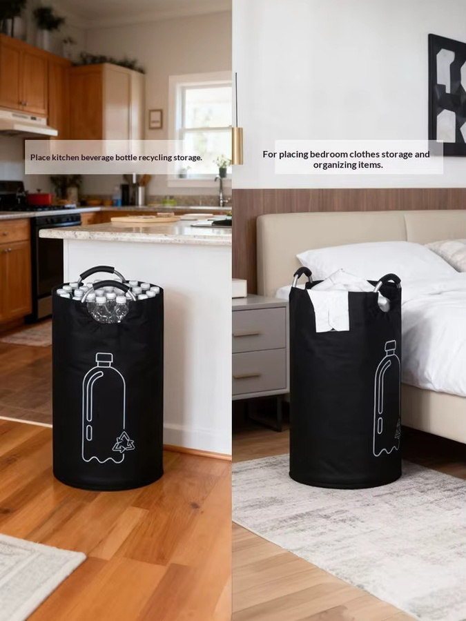 ZYAS Leergut-Aufbewahrungskorb mit Aluminiumgriff, faltbarer Recycling-Behälter, Schwarz, 82 l - Bild 5