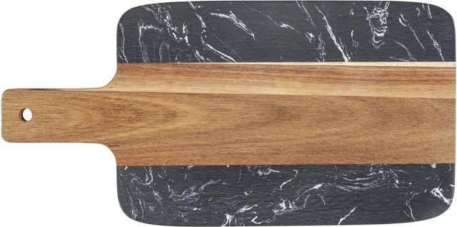 Schöner Wohnen Schneidbrett Atami aus Marmor und Akazienholz in Schwarz-Braun - Bild 1