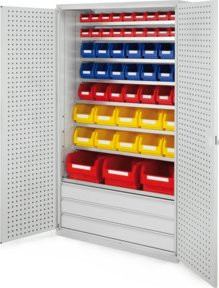 Kappes Grossraumschrank Mod. 21 mit Lochplattentüren in Grau, B/T/H: 113 x 59 x 195 cm - Bild 1