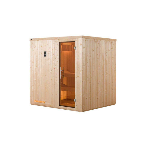 Weka Elementsauna Halmstad BioS mit 7,5 kW Sparset und Glastür, braun, B/H/T: 194 x 199 x 177 cm - Bild 2