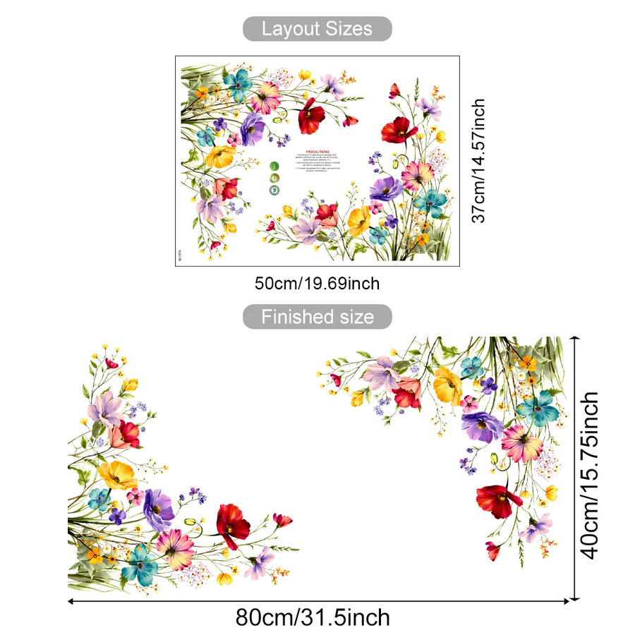Kingsmile Wandaufkleber mit Blumen-Design im Boho-Stil, abnehmbare und wasserdichte Vinyl-Spiegeldekoration für Badezimmer und Schlafzimmer, Mehrfarbig - Bild 2