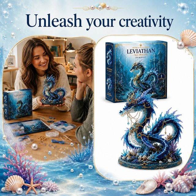 3D Perlen-Meereswesen Mythisches Ozean-Leviathan, DIY Bastelset, braun - Bild 1