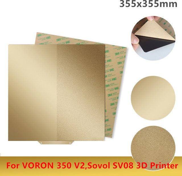 Voron Build Plate PEI Doppelseitig strukturiertes und glattes Federstahlblech Magnetisch Gold - Bild 1