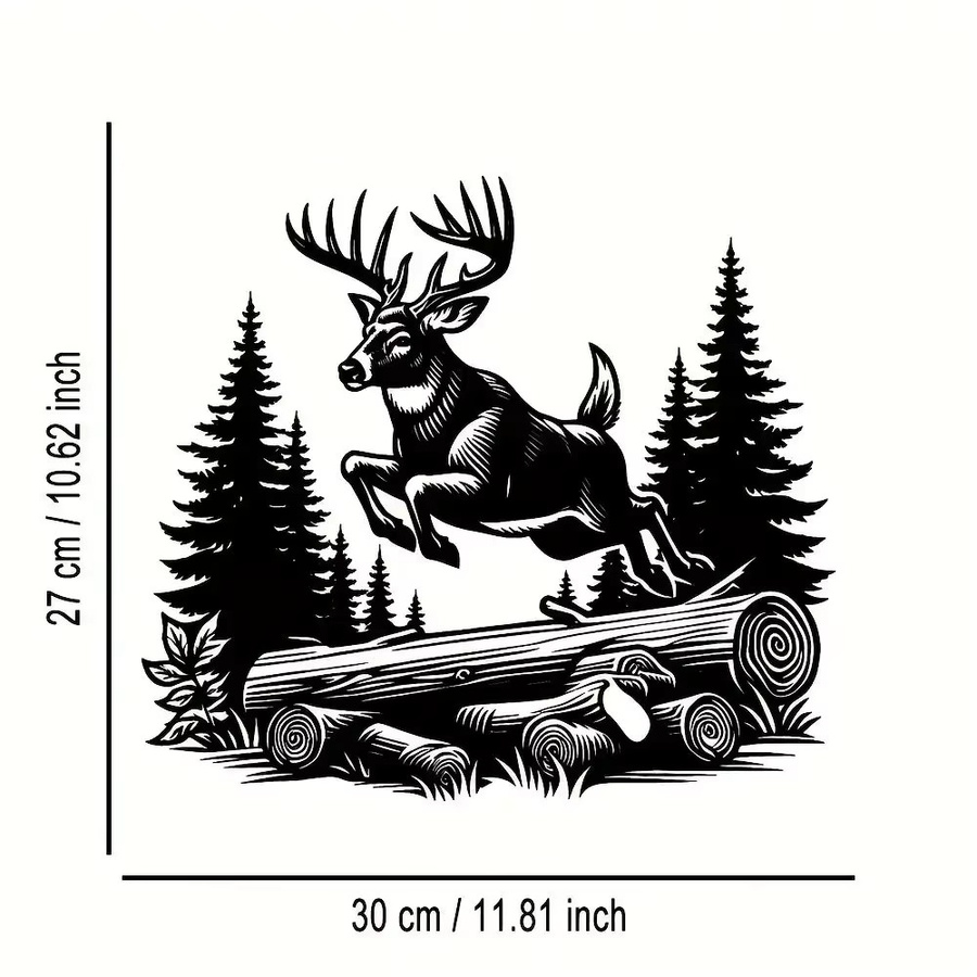 CIFBUY Wandkunst aus Metall mit fliegendem Hirsch in Schwarz als dekorative Eisen-Wanddekoration - Bild 2