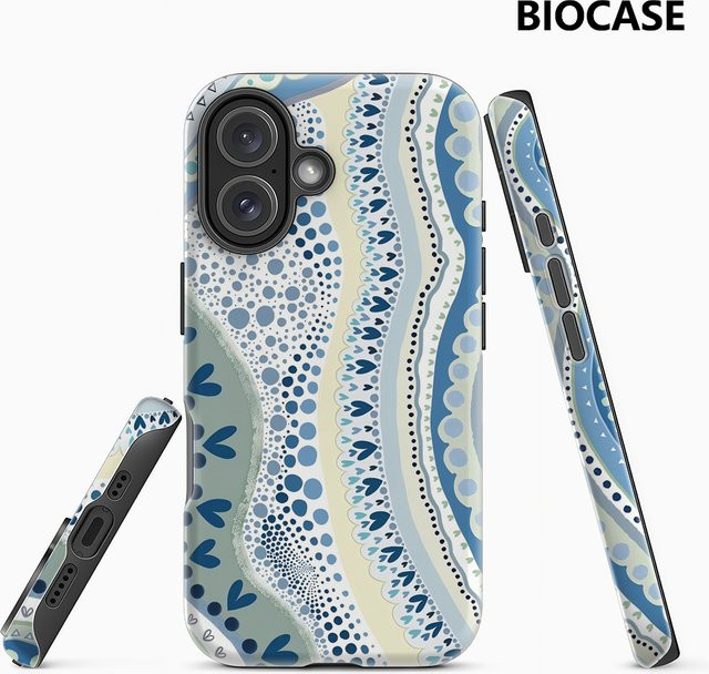 Blaue Handyhülle mit Muster für Apple iPhone 17 16 15 14 13 12 Pro Max Plus mit doppelschichtiger Rückseite - Bild 1