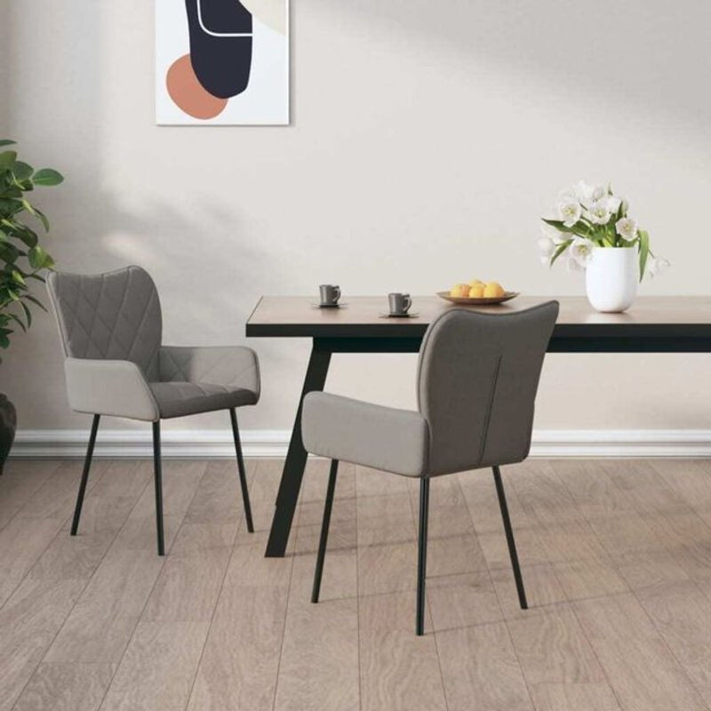 Set aus 2 Esszimmerstühlen von vidaxl in Grau mit Stoffbezug und modernen Metall-Holz-Elementen - Bild 1