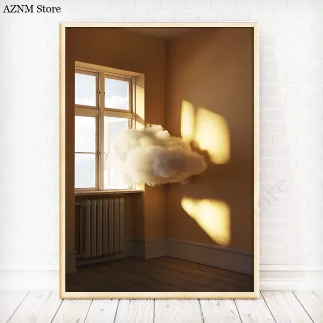 Potdemiel Moderne Leinwand Wandkunst Landschaft mit Wolken und Sonnenlicht als Poster für dein Wohnzimmer - Bild 1