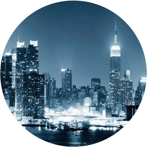 K&L Wall Art Vliestapete Runde New York Skyline Stadt mehrfarbig matt B/H: 236 x 236 cm - Bild 1