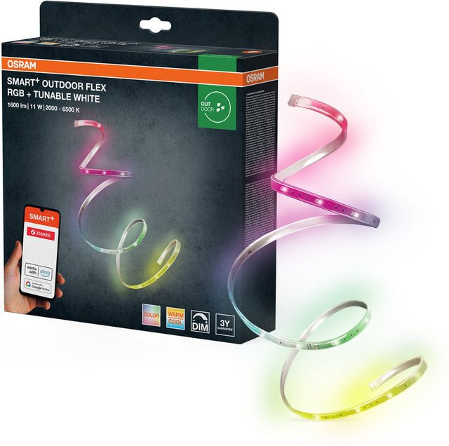OSRAM SMART+ LEDVANCE Zigbee flexible Outdoor-LED-Strips mit RGBW, dimmbar, transparentes Silikon, IP65 Schutz für Terrasse und Balkon - Bild 1