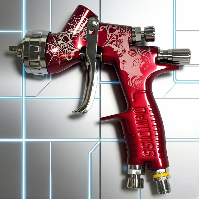 DeVIDISS Pro LITE GTE20 1.3 TIP Professionelles Autolack-Sprühgerät in Rot mit 600 ml Fassungsvermögen - Bild 1
