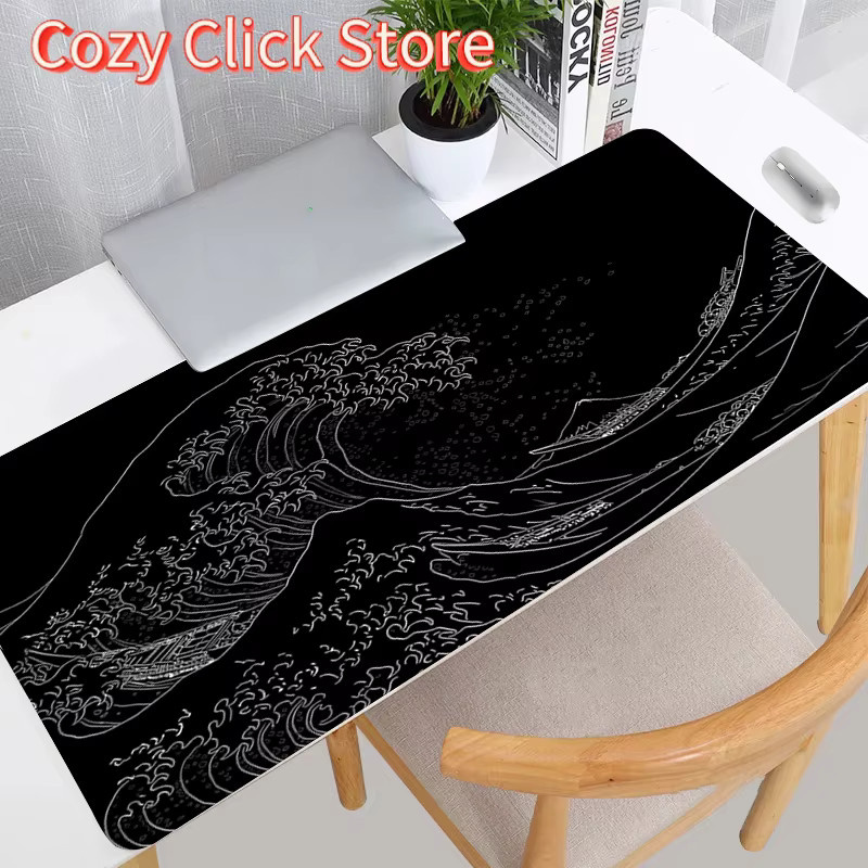 Potdemiel Mousepad XL Japan Black Sea Wave Design in Schwarz - Bild 4