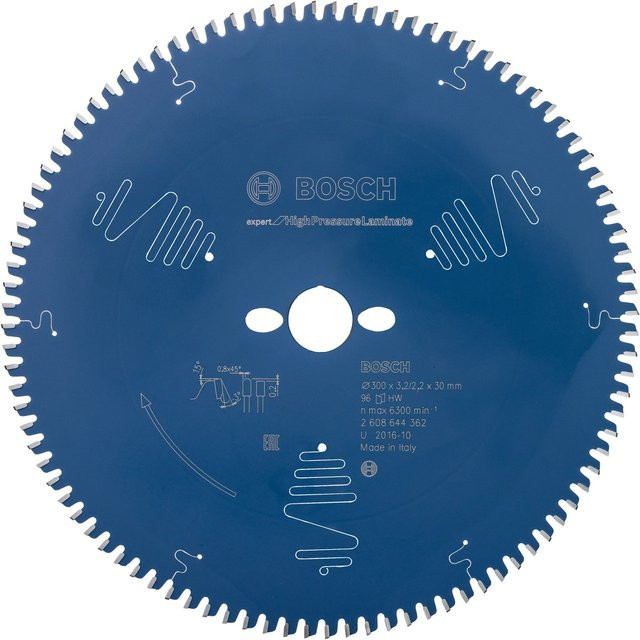 Bosch Kreissägeblatt Expert for High Pressure Laminate Carbide Tipped Blau Durchmesser: 300 mm, Bohrung: 30 mm, Zähnezahl: 96 - Bild 1