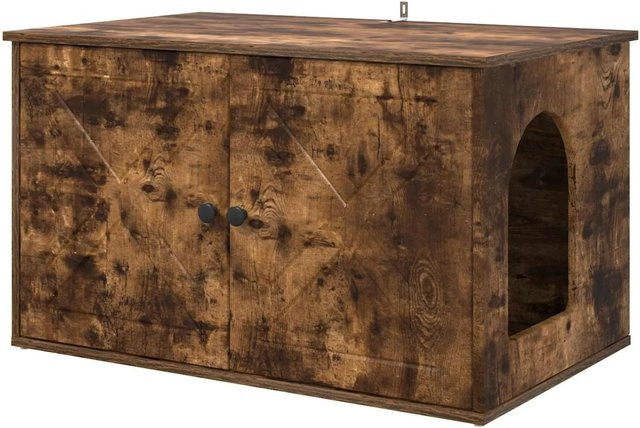 vidaXL Katzenhaus aus Holzwerkstoff in Farbe Rauchereiche, B/T/H: 85 x 55 x 50 cm - Bild 1