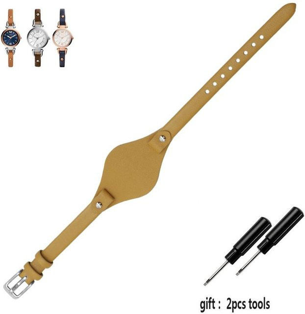 Zhuolei Uhrenarmband Leder, Damen, Roségold, Apricot - Bild 1