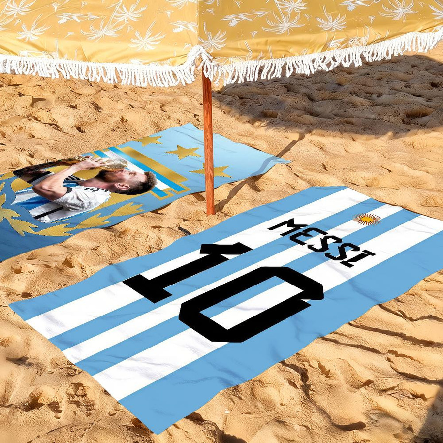 JINGYUE Pet M-Messi Handtuch mit Modedruck, schnelltrocknendes Badehandtuch aus Polyester, B/H: 40 x 70 cm - Bild 3
