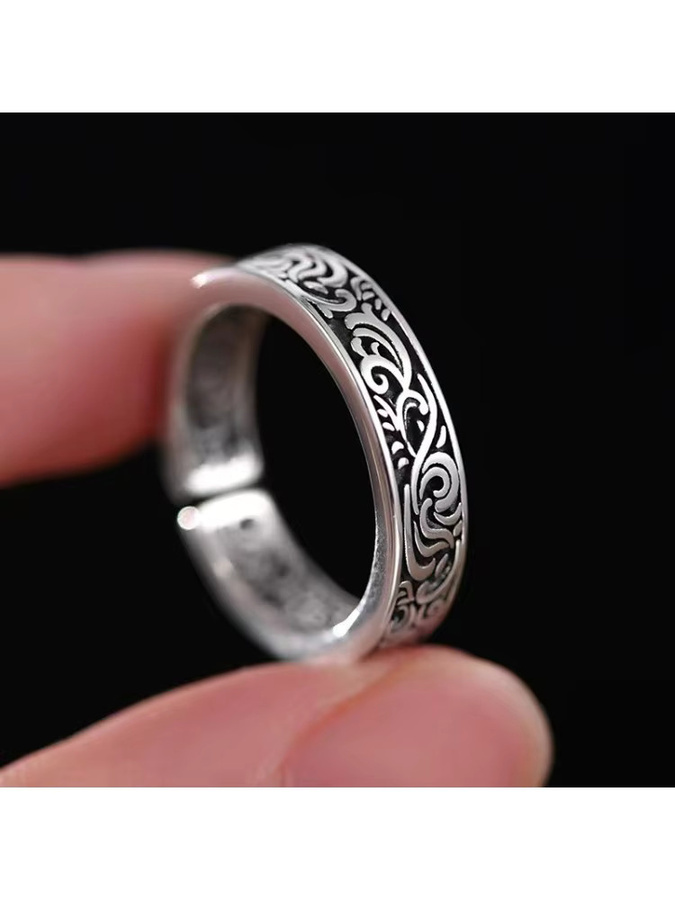 SAY Ring 925 Silber, Verstellbar, Retro-Muster, Unisex - Bild 5