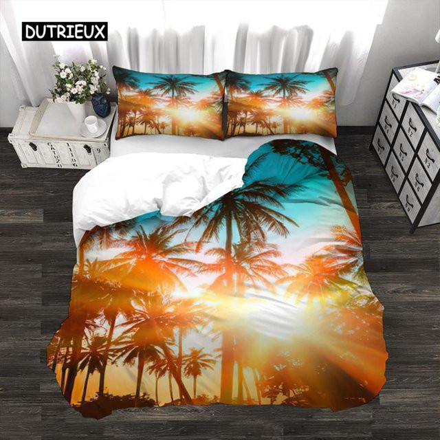 Bettwäsche-Set Binchi Outdoor Product mit Palmblatt-Motiv in Tropisch Natur, Mikrofaser, B/H: 135 x 200 cm - Bild 1