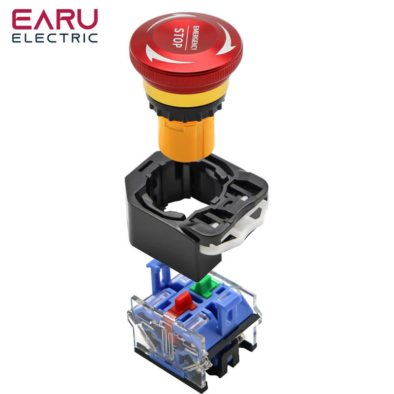 EARU Metall-Not-Aus-Schalter mit Pilzkopf-Taster in Rot, 22mm, 10A, selbstverriegelnd - Bild 4
