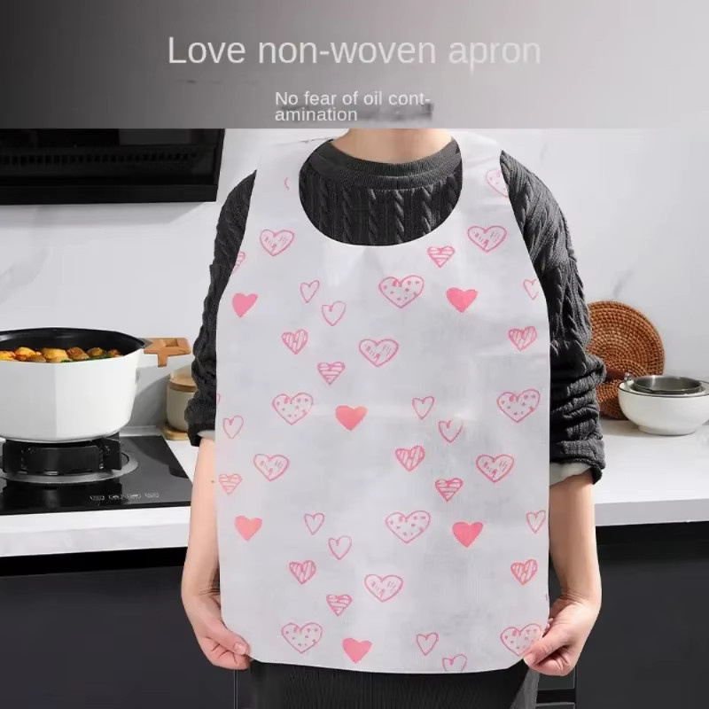 Einwegschürzen mit Herz-Aufdruck von jaysuing, doppellagig, ölbeständig und schmutzabweisend, Kochlätzchen für Küche und Grillparty - Bild 2