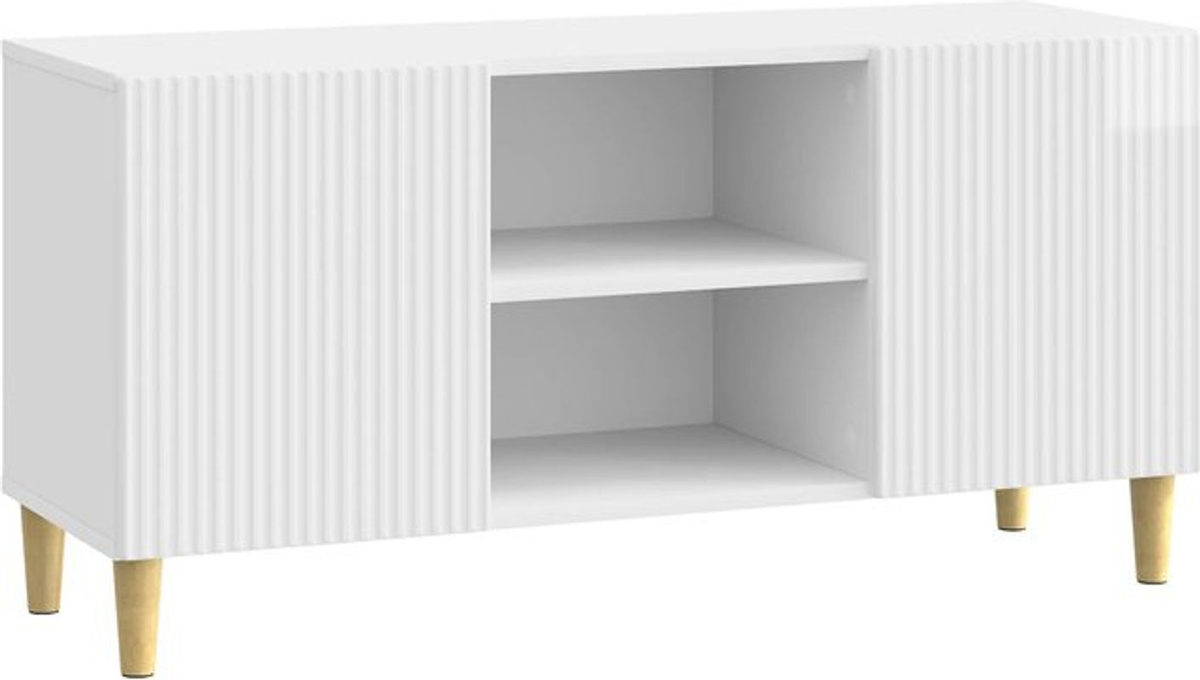 vidaXL TV-Schrank in Hochglanz Weiß aus Holzwerkstoff, Modernes Design, B/T/H: 102 x 34,5 x 50 cm - Bild 1