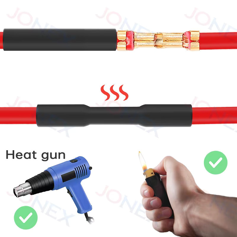 Jonock U-förmiges elektrisches Kabelklemmen-Set aus Messing in Gold mit Schrumpfschlauch für 0,5-1,5 mm² Kabel - Bild 2