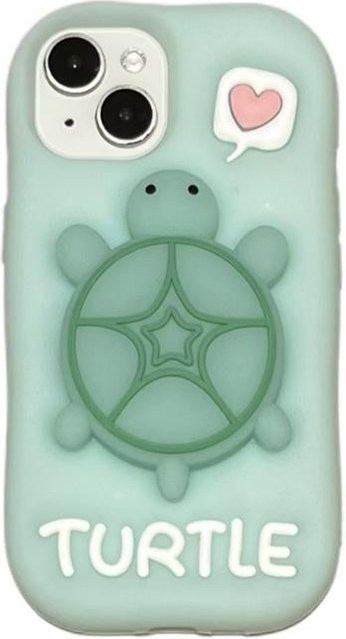 ASONPAI Handyhülle aus weichem Silikon mit leuchtender Schildkröte und Ständer für iPhone 16 Pro Max, 15, 14, 13, 12, 11 in Grün - Bild 1