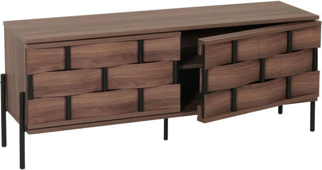 MCW TV-Rack M44 Lowboard in Braun mit 3D-Flecht-Design und Staufächern, Breite: 120 cm, Höhe: 51 cm, Tiefe: 35 cm - Bild 2