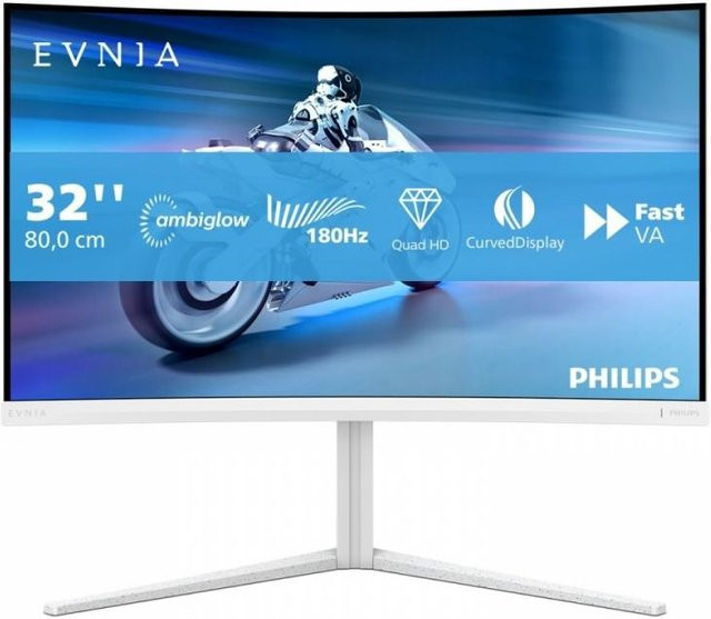 Philips Evnia 32M2C5501 Gaming-Monitor mit 32 Zoll Curved VA Display, QHD, 180Hz, Ambiglow, Weiß - Bild 3