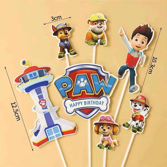 PAW Patrol Hund Team Kuchen Dekoration Figur Set, 7-teiliges Set - Bild 1