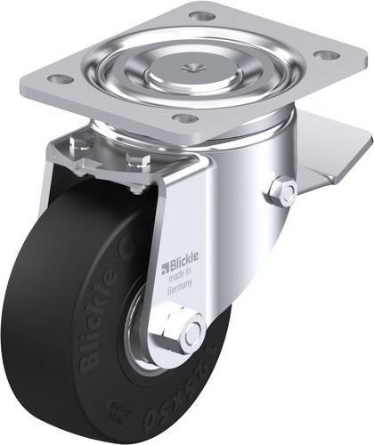 Blickle LH-SE 125K-ST Lenkrolle mit Feststeller in Schwarz und Silber, Rad-Durchmesser: 125 mm, Tragfähigkeit: 320 kg - Bild 1