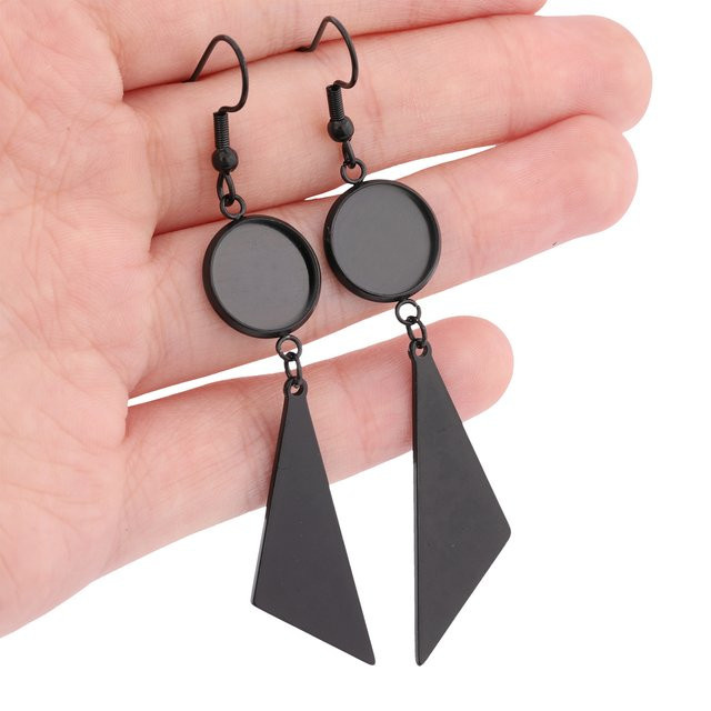 onwear Ohrring-Basisfassungen mit Anhängern, Edelstahl, Schwarz, 12mm, Unisex - Bild 1