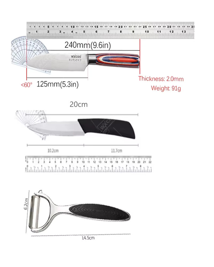 WXCOO Santoku-Küchenmesser aus Japan mit Holzgriff in Mehrfarben, 5 Zoll - Bild 5