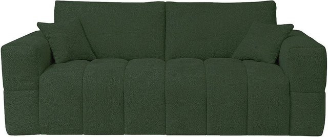 Vente-unique Schlafsofa Issoro in Grün mit Bouclé-Stoff, Breite: 235 cm, Tiefe: 90 cm, Höhe: 105 cm - Bild 1