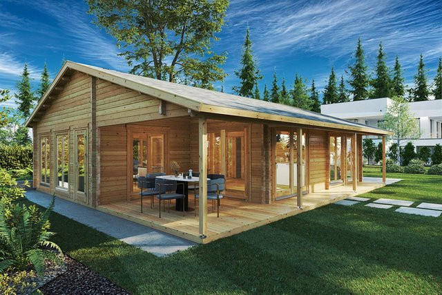 Blockhaus Ferienhaus Daisy mit zwei Schlafzimmern B/T: 10 x 10 m - Bild 1