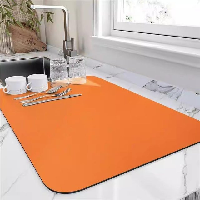 Source Universe Abtropfmatte aus Diatomeenerde und Silikon für die Küche, orange, B/T: 50 x 30 cm - Bild 1