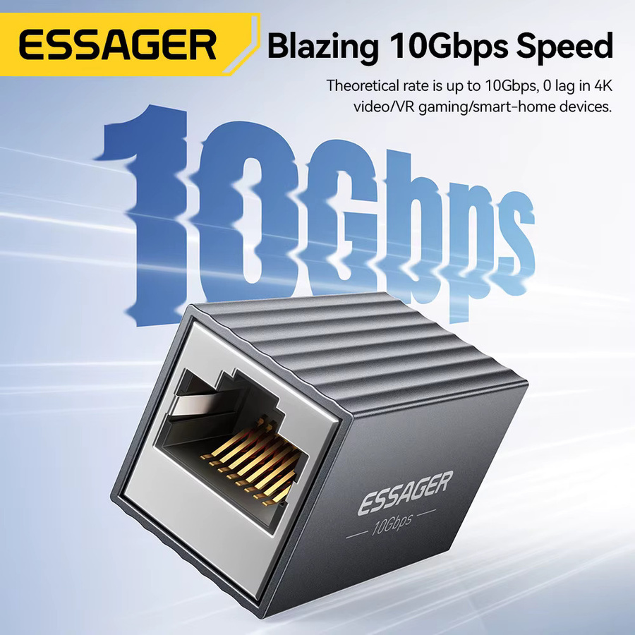 Essager RJ45 Netzwerk-Verlängerung Gigabit Ethernet Adapter für Cat8 Cat7 Cat6 LAN-Kabel mit 10Gbps Buchse-zu-Buchse Anschluss - Bild 2