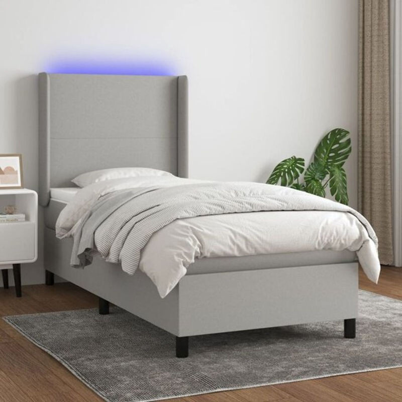 vidaxl Boxspringbett mit Matratze in Hellgrau aus Stoff, B/T/H: 90 x 200 cm - Bild 1