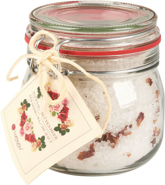 Lumunu Deluxe Badesalz Blütenmeer, 700 g, mit Rosenblättern und Steinsalz - Bild 1
