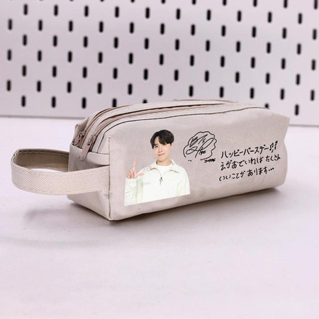 BTS J-HOPE Federmäppchen mit Foto und Unterschrift, Kpop Fan Schreibwarentasche aus Canvas in Beige
