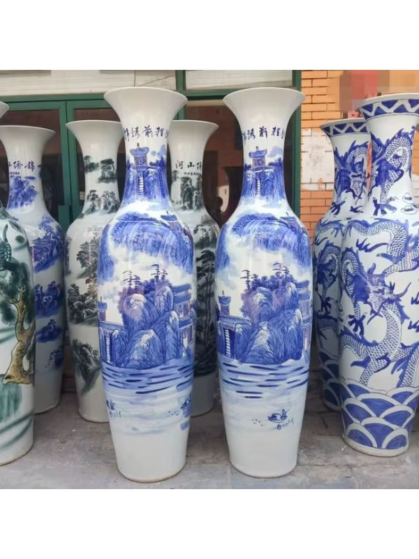 Handbemalte Porzellan-Bodenvase in Weiß mit abstraktem Vintage-Design und bauchiger Form - Bild 4