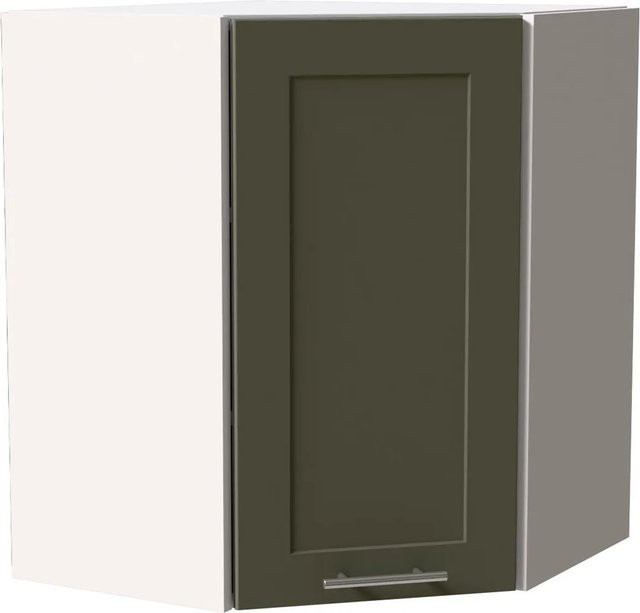 Feldmann-Wohnen Eckhängeschrank Oslo W10 in Weiß und Reed Green Matt mit Soft-Close-Türen, B/T/H: 60 x 60 x 72 cm - Bild 1
