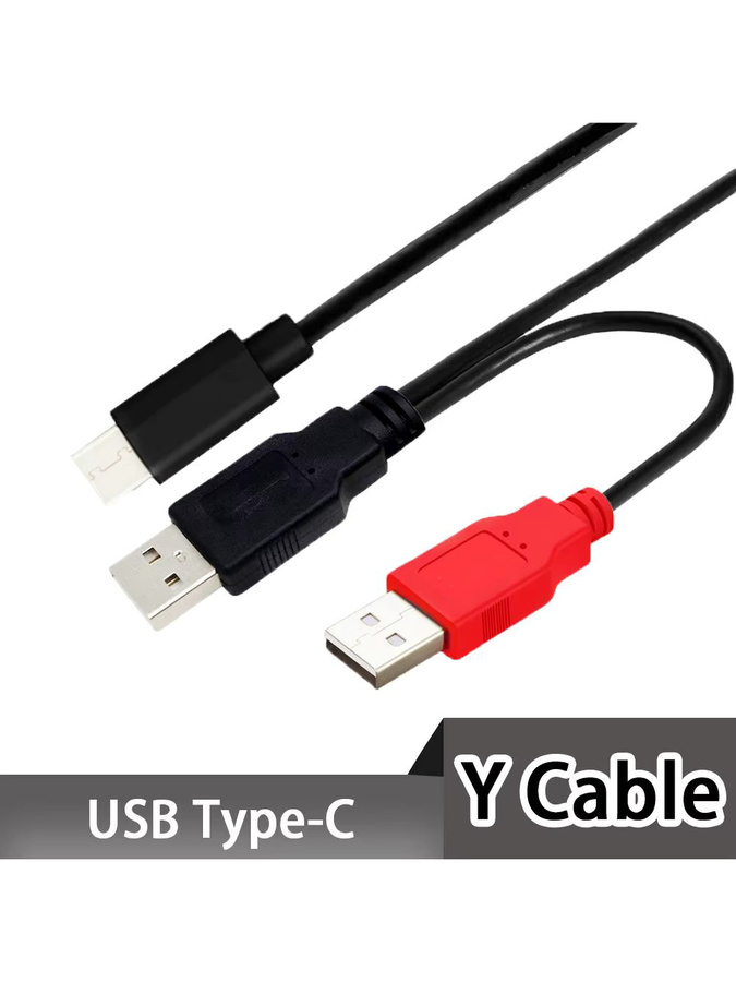 SPEEDIER USB-C auf USB-A Y-Kabel mit Dual Power Data Funktion für Laptop und Festplatte, Schwarz - Bild 3