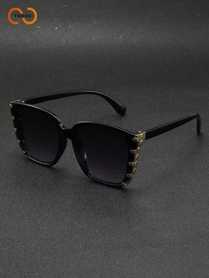 TWOOO Cat-Eye Sonnenbrille, Vollrand, Damen, Gold, Black - Bild 4
