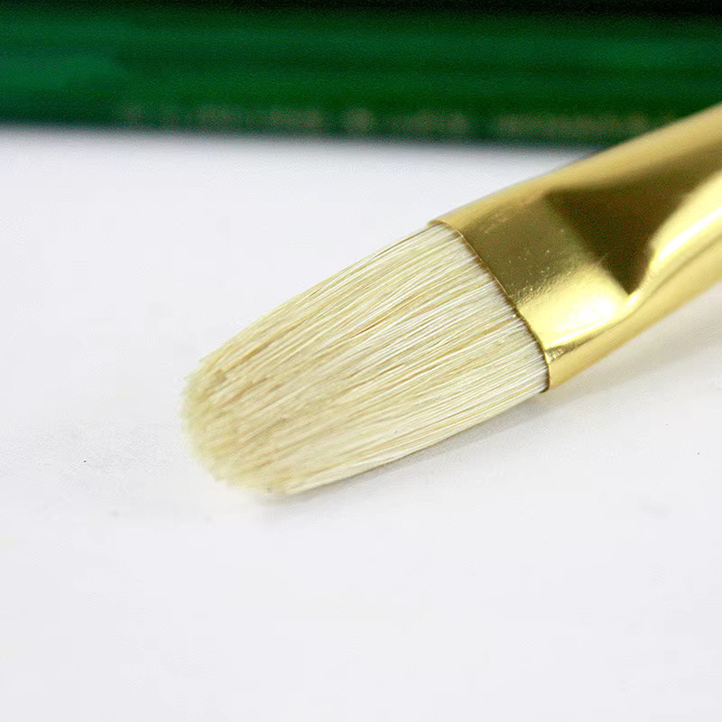 Jowoart Kunstpinsel Set mit Schweinborsten in Grün, 6 Stück, ovale Form für Öl und Acrylfarbe - Bild 3
