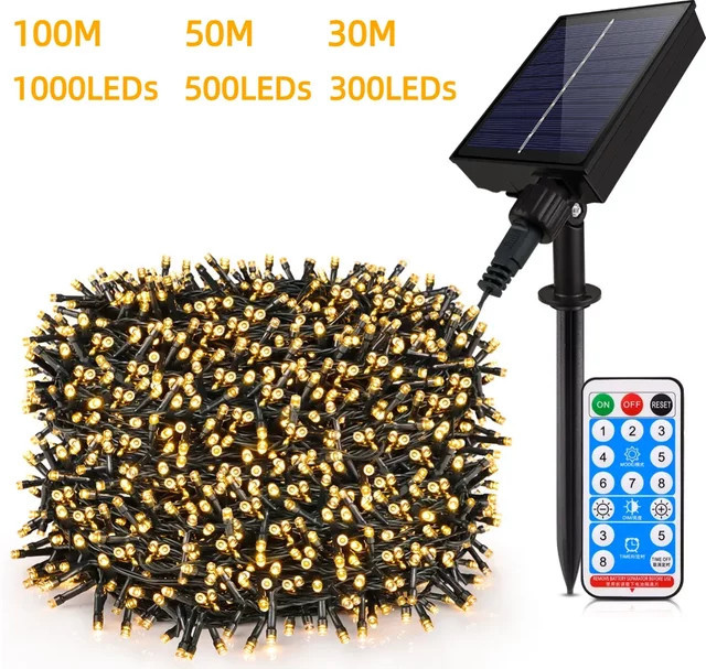 Gyarfas Solar String Fairy Lights Warmweiß Wasserdichte Outdoor Lichterkette für Garten und Festival - Bild 1