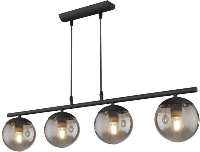 Globo Pendelleuchte Blama Schwarz Matt, 4-flammig, Metall und Glas, B/H/T: 15 x 120 x 90 cm, E27 - Bild 1